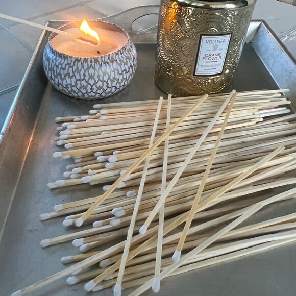 White Ceramic Matchstick Holder with 50 - 7" Matches and Striker Pad - Picture 11 of 11